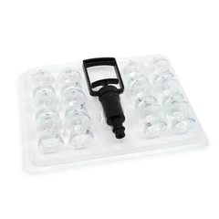 Schröpfset aus Glas, 12 Schröpfgläser + 1 Handpumpe