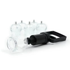 Schröpfset aus Glas, 12 Schröpfgläser + 1 Handpumpe